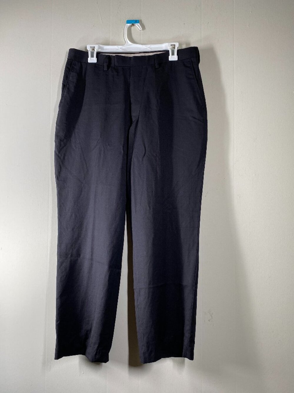 Cordovan & Grey 100% Wool SLIM FIT Dress Pants Men 34 Black-ish Gray Windowpane